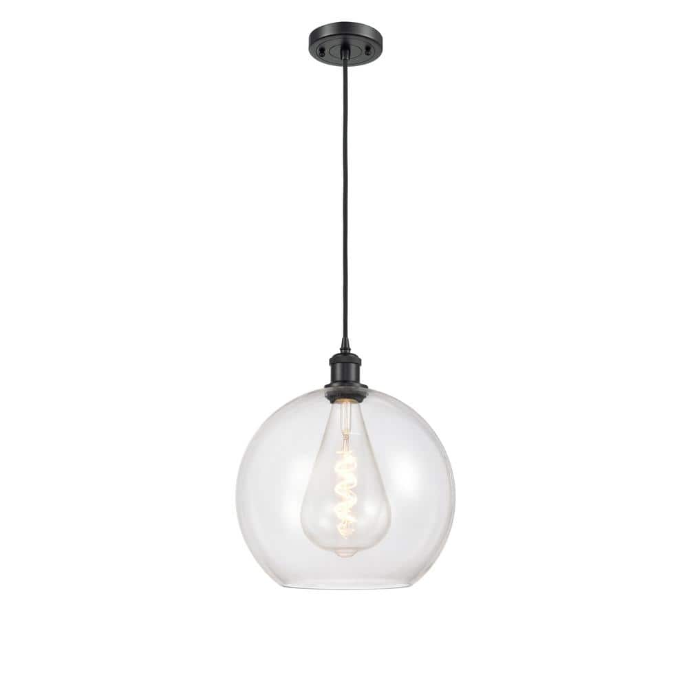 Athens Matte Black Mini Pendant Light with Clear Glass Shade