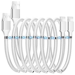 White Rubber 6 ft. Magnetic Charging Cable Magnetic Absorption Nano Data Cable for iPhone