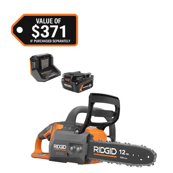18V Brushless 12 in. Electric Battery Chainsaw with 6.0 Ah MAX Output Battery and Charger