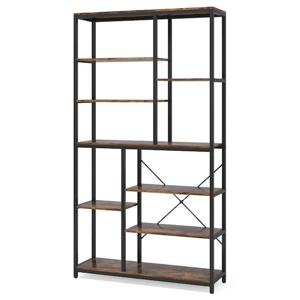 Tribesigns Earlimart 78.7 in. Brown Engineered Wood 8-Shelf Etagere Bookcase for Living Room