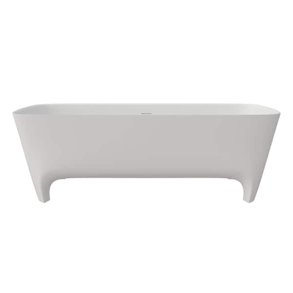 71 in. x 31.5 in. Stone Resin Solid Surface Flatbottom Freestanding Soaking Bathtub in White