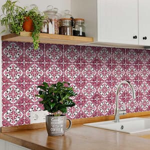 Pink/White H52 4 in. x 4 in.Vinyl Peel and Stick Tile (24 Tiles, 2.67 sq. ft./Pack)