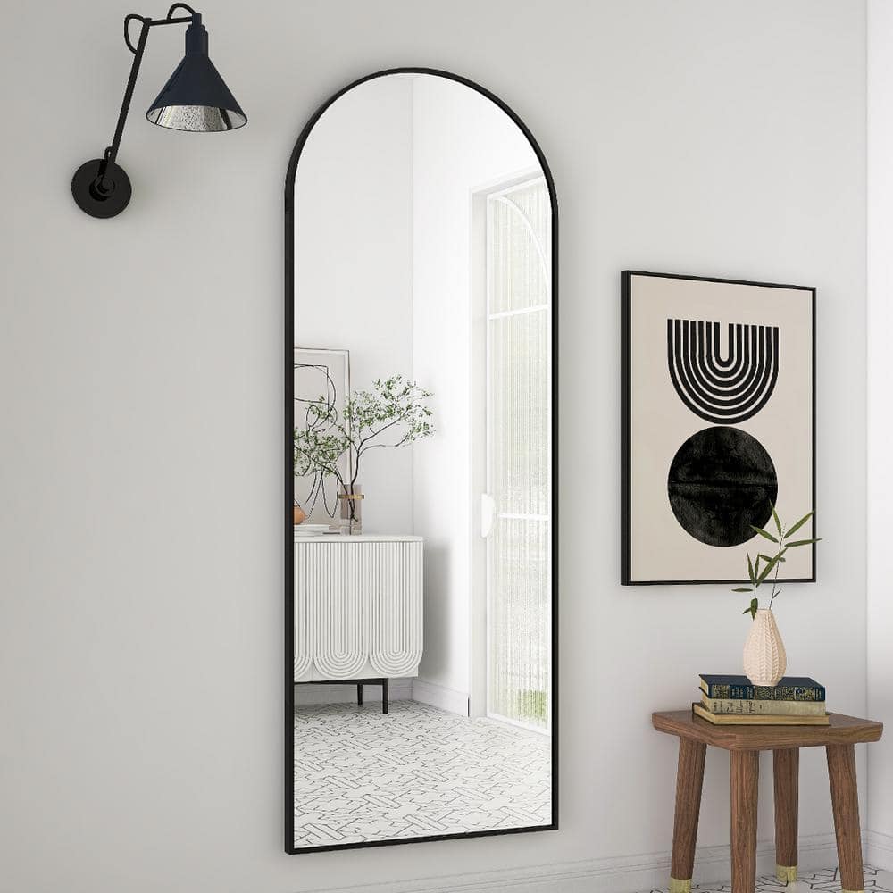 XRAMFY 18 in. W x 58 in. H Arched Black Modern Aluminum Alloy Framed ...