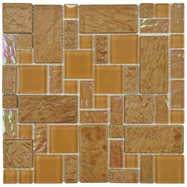 Merola Tile Garden Versailles Peony 11-3/4 in. x 11-3/4 in. x 8 mm Ceramic and Glass Mosaic Tile