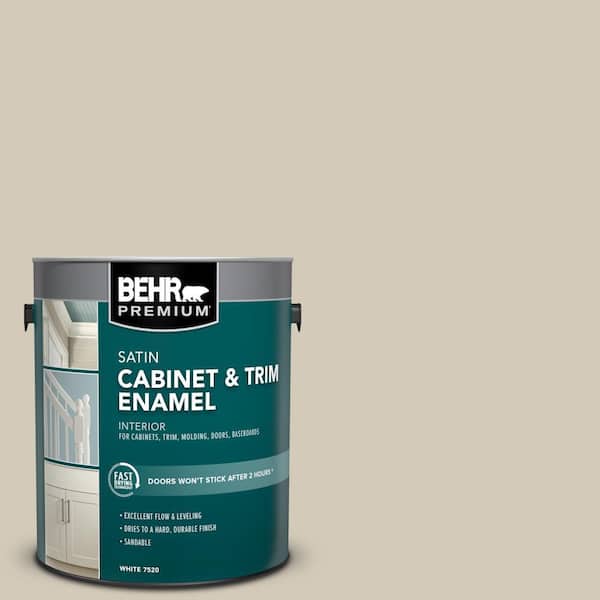 BEHR PREMIUM 1 gal. Designer Collection #DC-010 Even Better Beige Satin Enamel Interior Cabinet, Door & Trim Paint