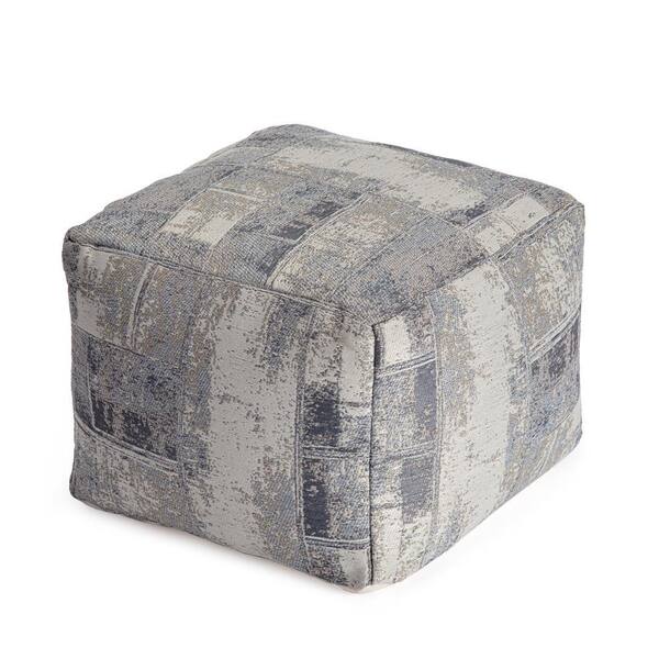 Anji Mountain Square Pouf Ottoman - 24x24x17 Inch Gray Jute Blend Footrest & Seating