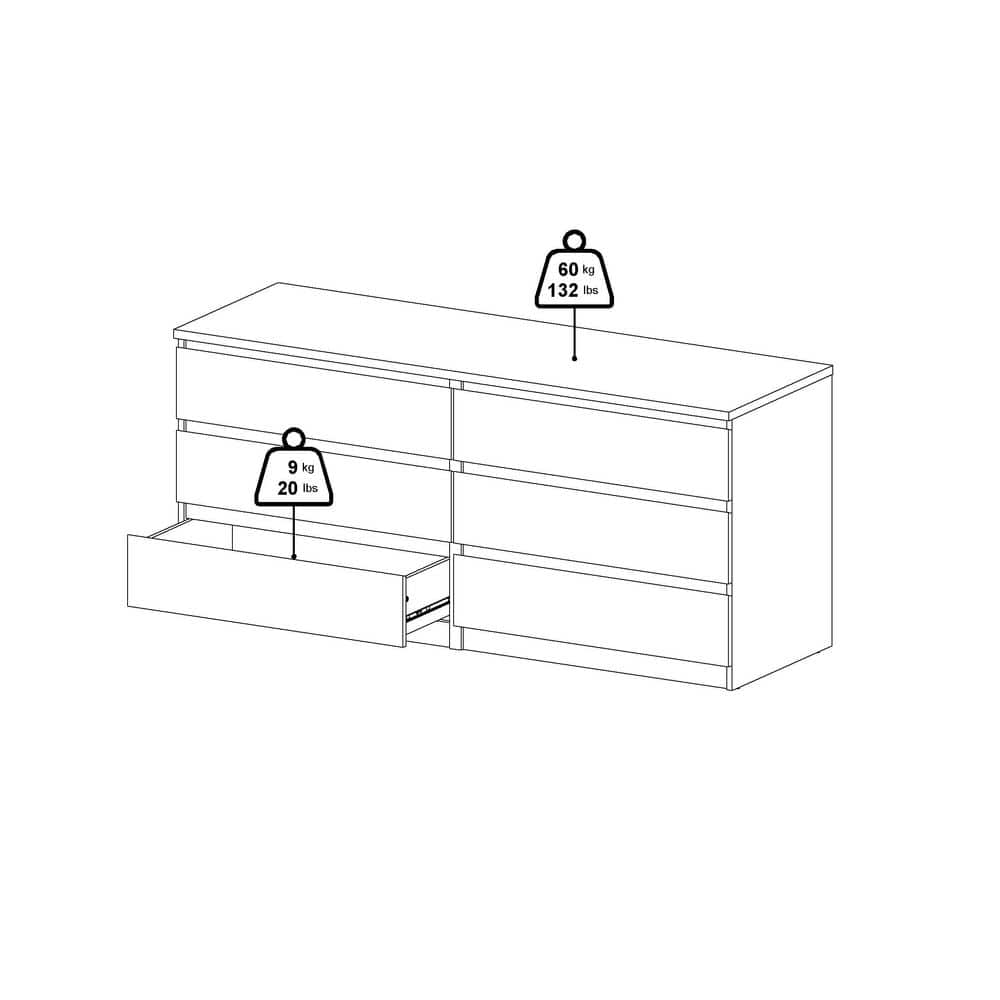 Scottsdale Black Matte 6 Drawers 60.55 in. Dresser Without Mirror - thumbnail 4