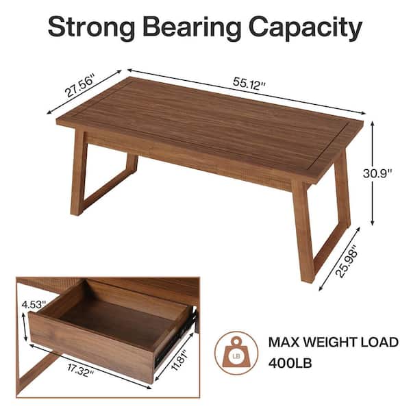 BYBLIGHT Moronia 55 in. Rectangular Walnut Brown Wood