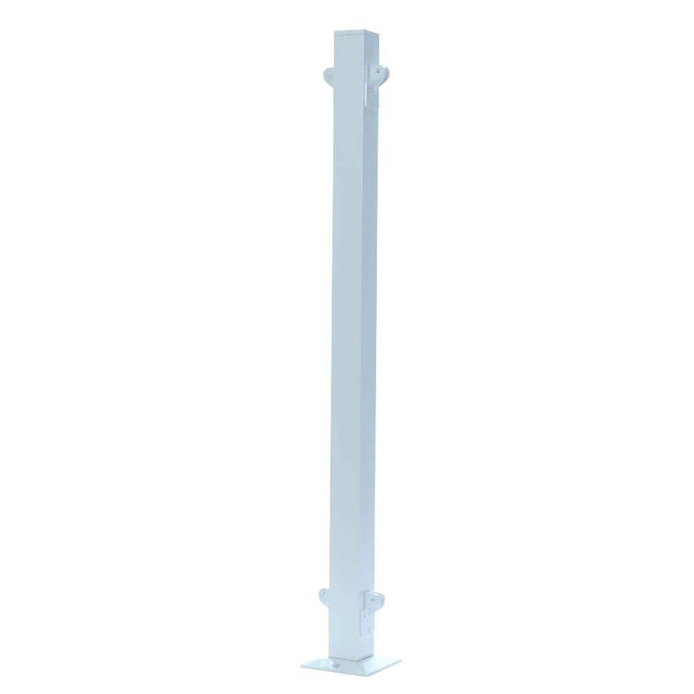 UDECX 3-1/6 ft. x 2 in. x 2 in. Aluminum White Inline Railing Post ...