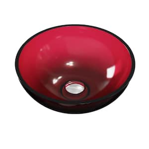 Wine Red Solid Surface Round Vessel Sink