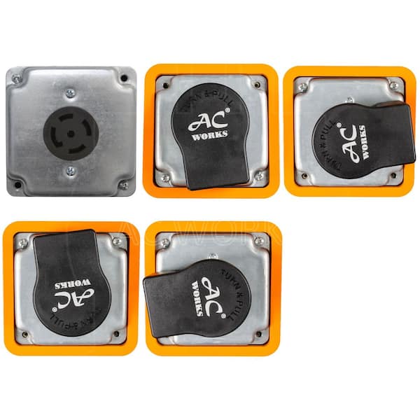 AC WORKS NEMA L22-30P 30A 3-Phase Y 277/480V Elbow 5-Prong Locking