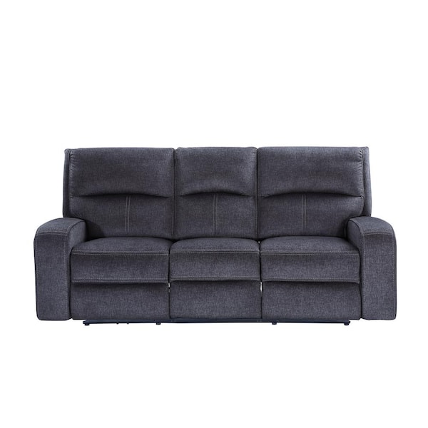 Steve Silver Lovell 87 in. Upholstered Sofa Power Recliner in Gray