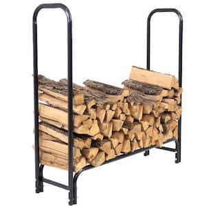 4 ft. Black Steel Outdoor Firewood Storage Log Rack