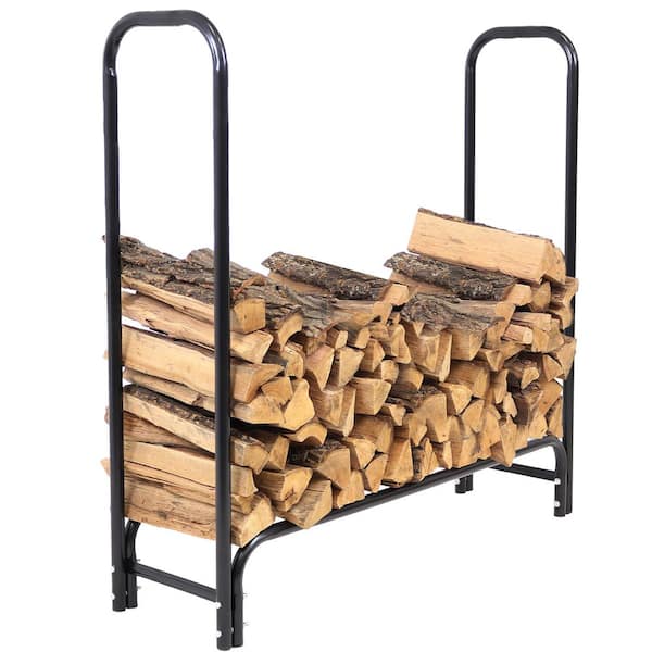 Sunnydaze 4 ft. Black Steel Outdoor Firewood Storage Log Rack