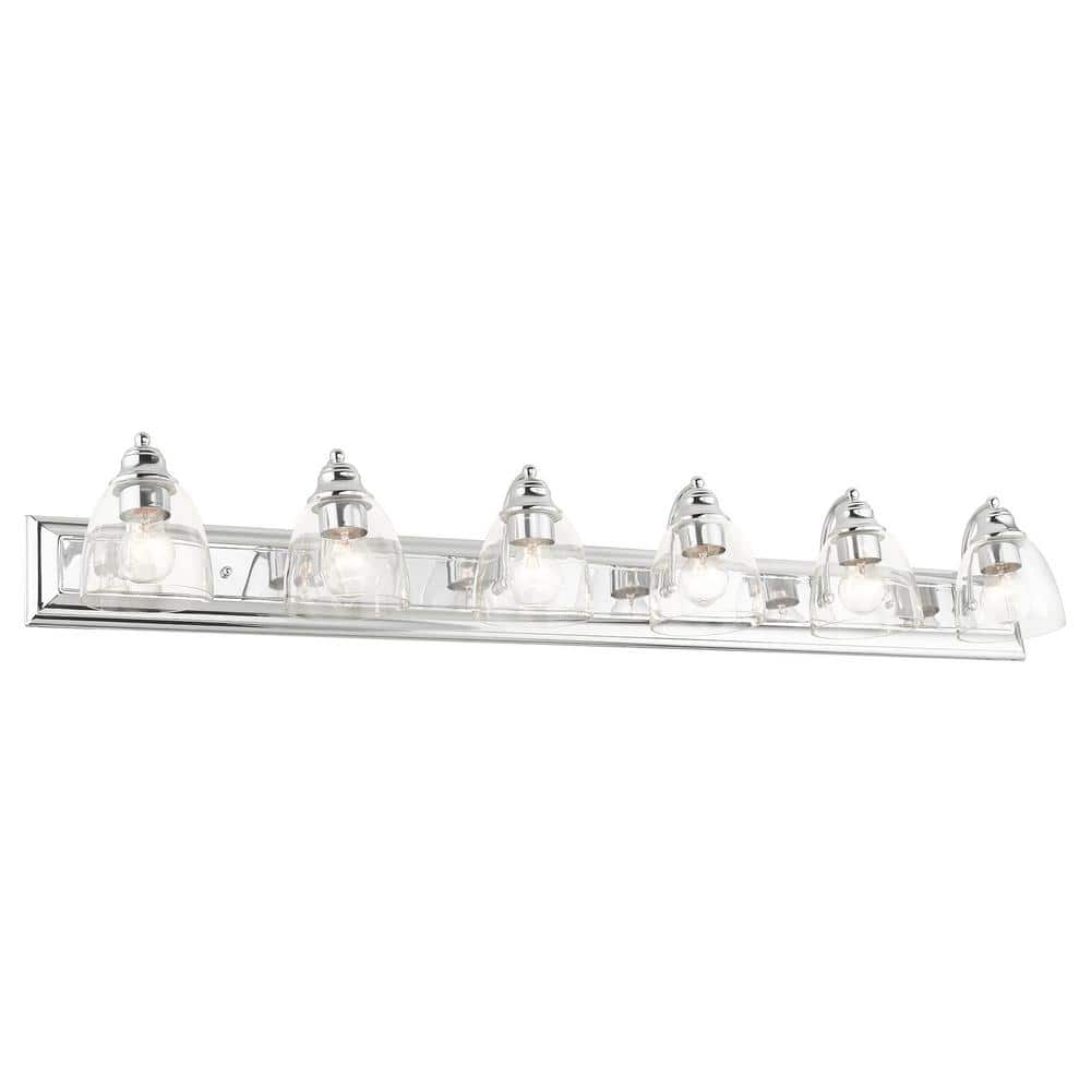 Polished Chrome 6-Light Vanity with Clear Glass Shades