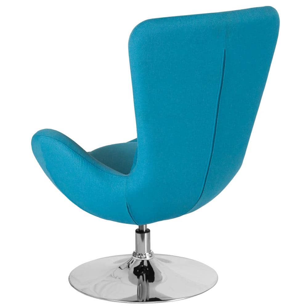 Aqua Fabric High Back Swivel Reception Chair with Chrome Base