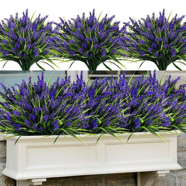 アメリカンフラワー淡パープル 48 Bundles UV Resistant Plastic Faux Plants, 14.5 in. Purple