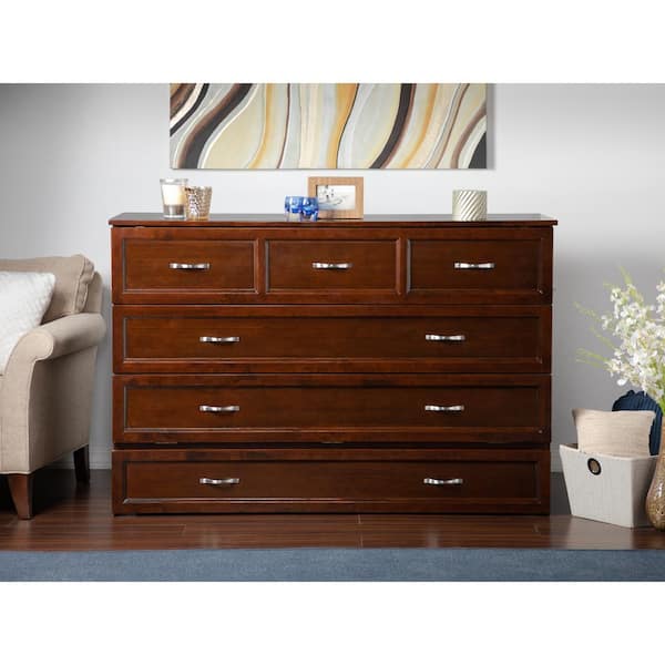 AFI Deerfield Murphy Bed Chest Queen Walnut with Charging Station