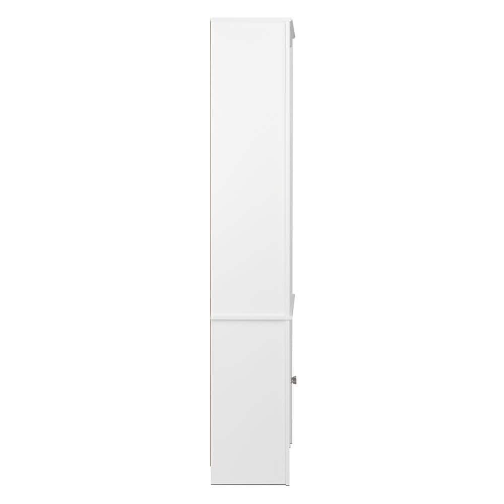 Tall White Wood Bookcase with Shaker Doors
