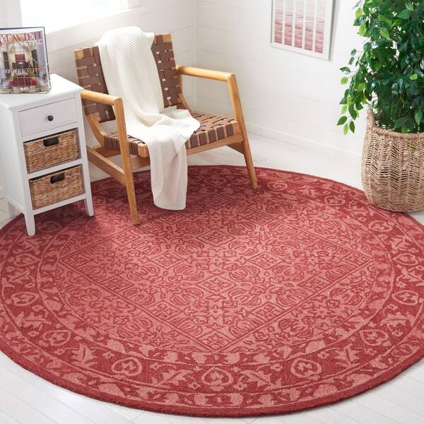 Dip Dye 3 ft. x 3 ft. Round Red Border Area Rug