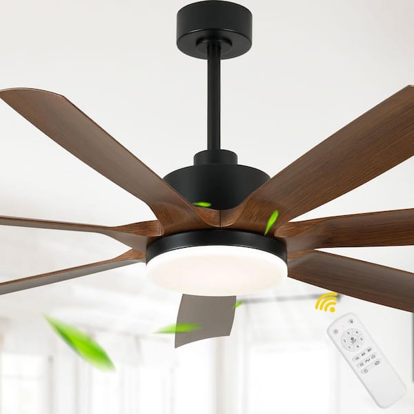 Olyvea Indoor 60 in. Black Standard Modern Ceiling Fan with Light and Remote, Farmhouse Reversible Ceiling Fan