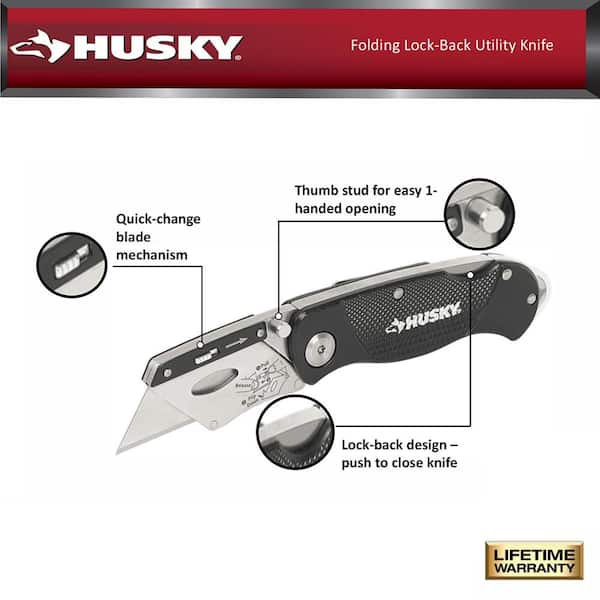 Husky 4 in. Folding Knife with Nylon Handle 90108 - The Home Depot