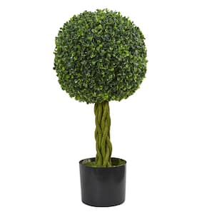 2 ft. UV Resistant Indoor/Outdoor Boxwood Ball with Woven Trunk Artificial Tree