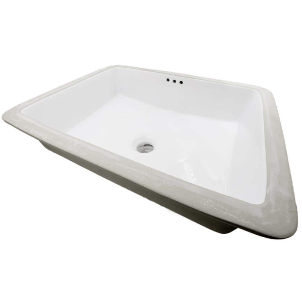 Modern White Rectangular Undermount Porcelain Bathroom Sink