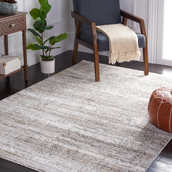 Princeton 3 ft. x 4 ft. Ivory/Gray Striped High-Low Area Rug