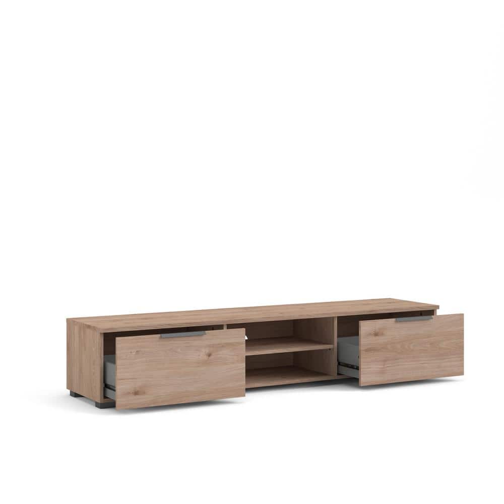 Jackson Hickory Low-Profile TV Stand with Cabinets and Shelves