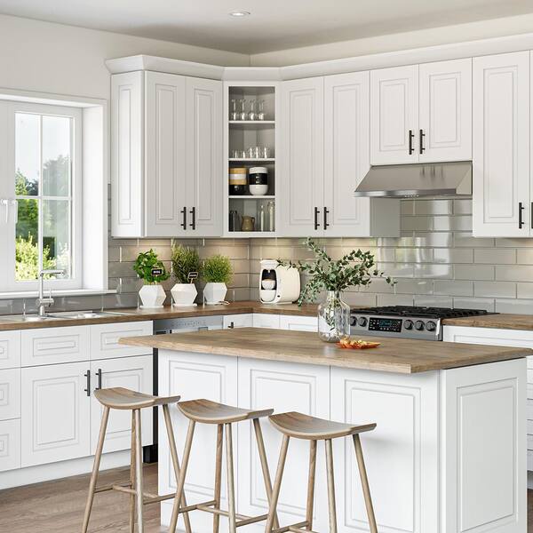 Grayson 24 in. W x 12 in. D x 42 in. H Assembled Plywood Blind Wall Kitchen Cabinet in Pacific White with Soft Close RH