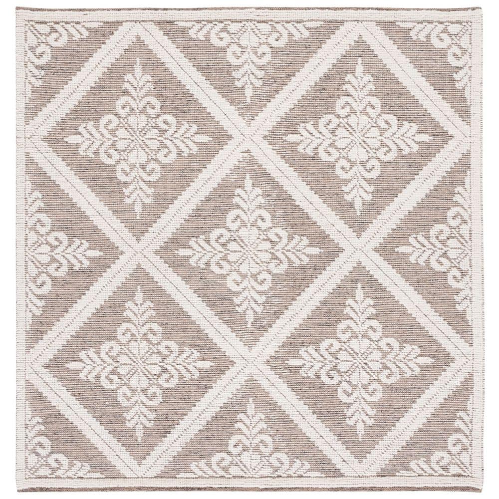 Vermont 6 ft. x 6 ft. Ivory/Brown Diamond Ornate Square Area Rug price history on PriceWatchPro