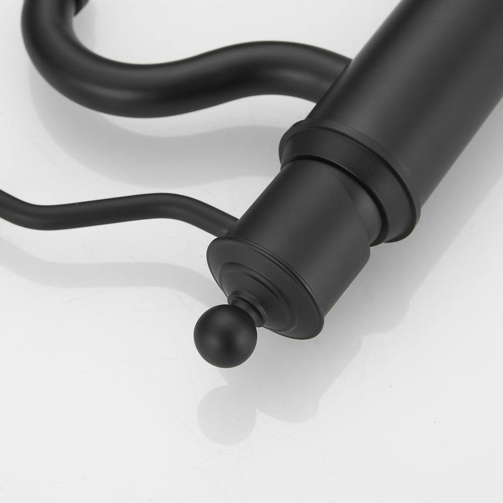 Matte Black Single-Handle Low-Arc Bathroom Faucet with Metal Drain