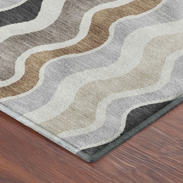 Mayfield Premium Machine Washable Abstract AMF2342 Charcoal 2 ft. x 3 ft. Accent Rug