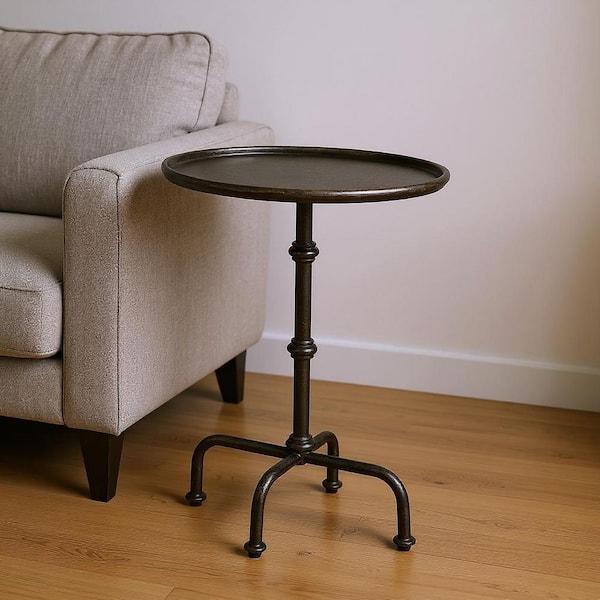 19.75 in. Gray Oval Metal End Table