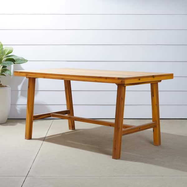 32 in. D x 59 in. W x 29 in. H Rectangle Wood Outdoor Patio Picnic Dining Table in Brown