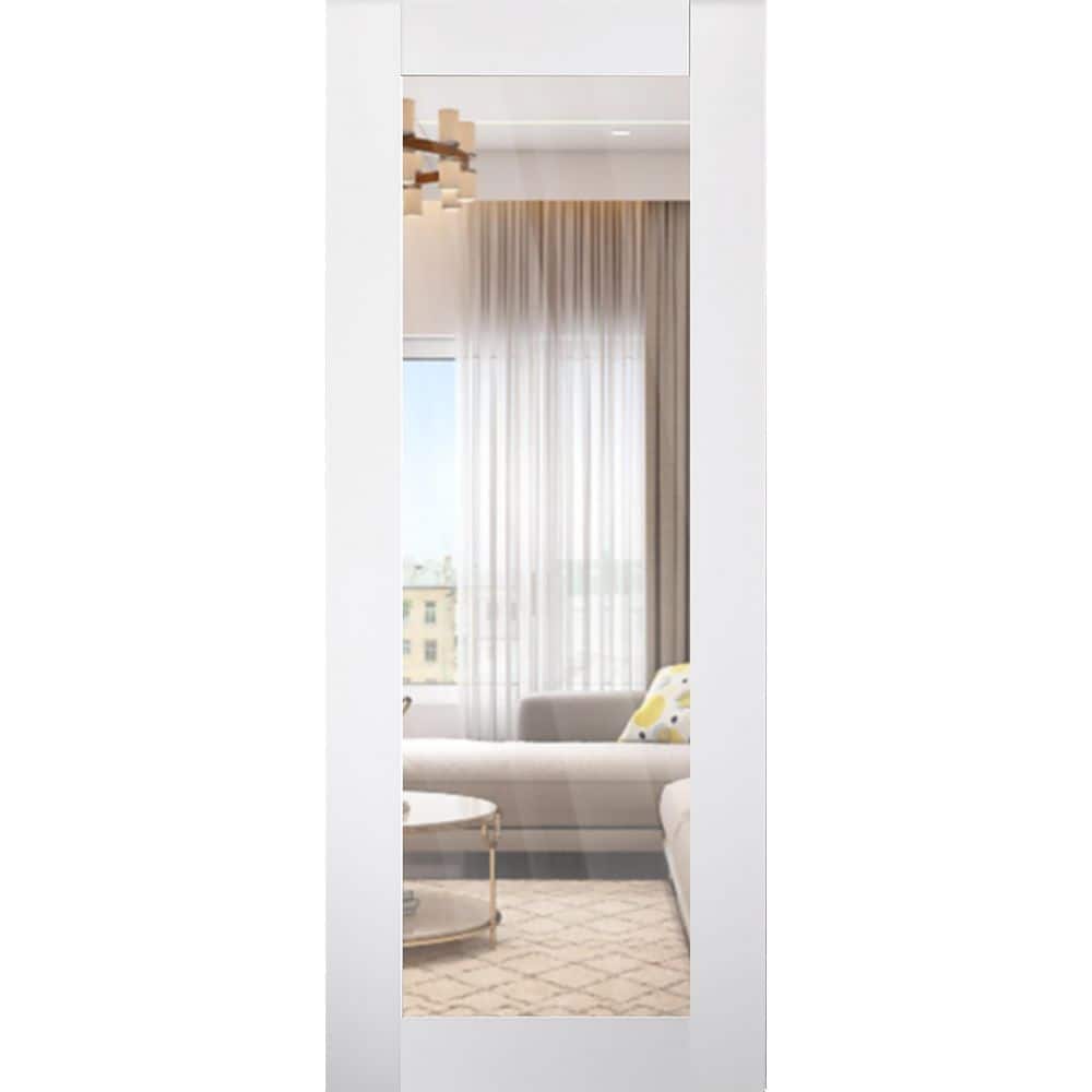 Smart Pro 207 32 in. x 80 in. Full Lite Clear Glass No Bore Polar White Composite Core Wood Interior Door Slab price history on PriceWatchPro