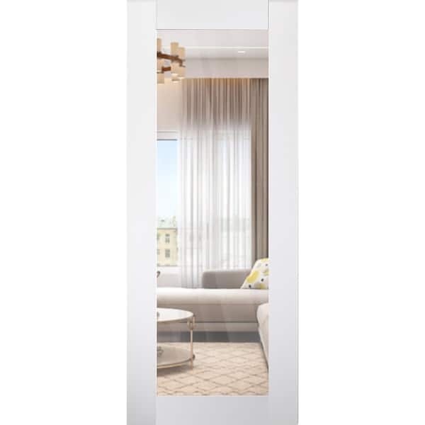 Smart Pro 207 36 in. x 96 in. Full Lite Clear Glass No Bore Polar White Composite Core Wood Interior Door Slab