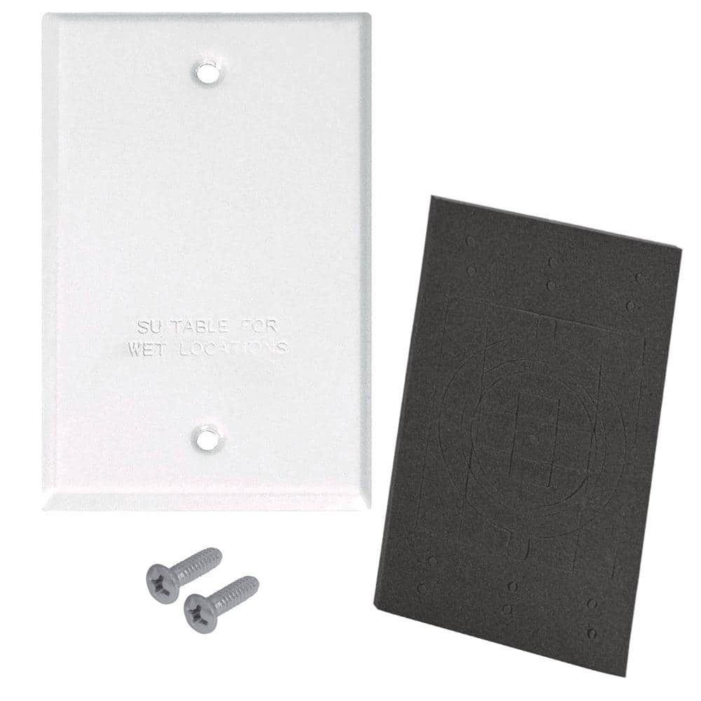 1-Gang Metal Weatherproof Blank Electrical Outlet Cover, White