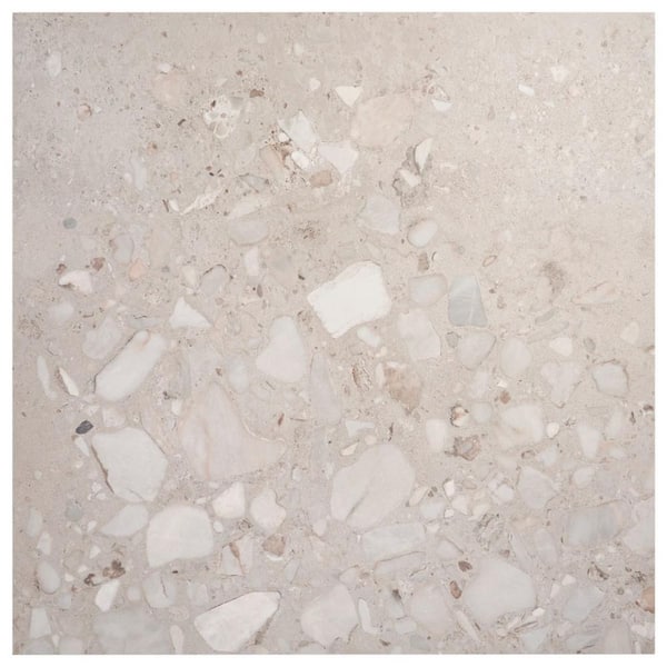 Sarto Grande Warm Gray 8 in. x 0.35 in. Terrazzo Look Semi-Polished Porcelain Floor and Wall Tile Sample