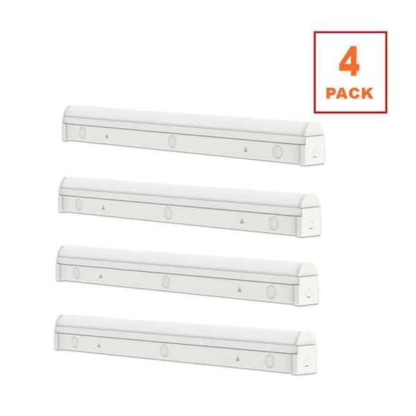 4-Pack 2 ft. 8.5-Watt Linkable Integrated LED White Strip Light Fixture 3000K 4000K 5000K 1000 Lumens Plug-in Hardwire