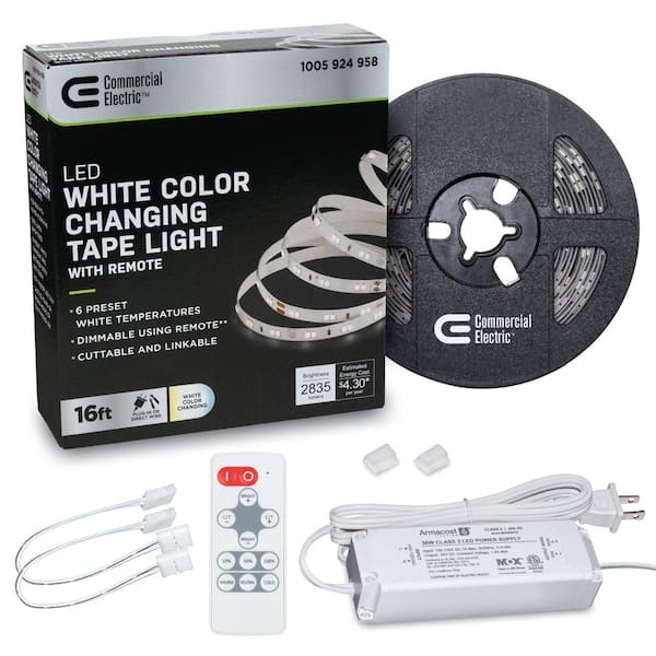 Commercial Electric 16 ft. LED Tunable White Tape Light Kit- Under Cabinet Light