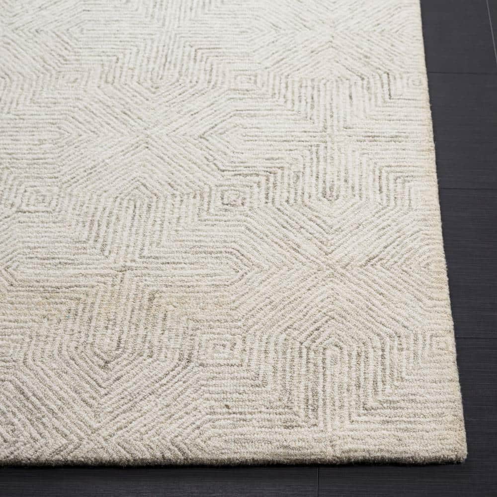Handmade Grey and Ivory Wool Abstract 4' x 6' Area Rug