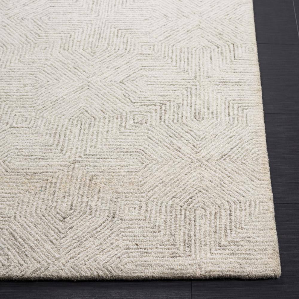 Gray and Ivory Handmade Tufted Wool Abstract Rug, 5' x 8'