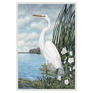 "Great White Egret" by James Harris 1-Piece Floater Frame Giclee Animal Canvas Art Print 33 in. x 23 in.