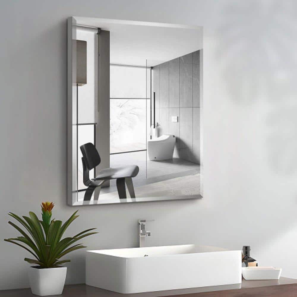 24 in. W x 30 in. H Silver Surface Mount Medicine Cabinet with Mirror bathr