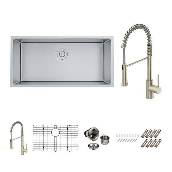 kitchen Sinks 32x18 inch Undermount kitchen sink stainless steel sink 16  Gauge Single Bowl kitchen sinks Set (5 Item Bundle: Sink, Bottom Grid,  Drain