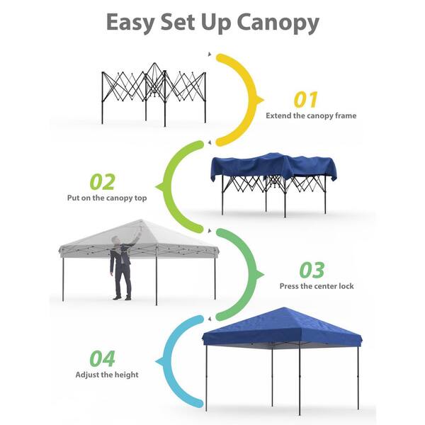 10 ft. x 10 ft. Square Blue Instant Pop-Up Canopy Tent with