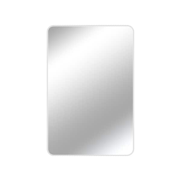 HOMEIBRO 24 in. W x 36 in. H Rectangle Aluminum Framed Wall Bathroom Vanity Mirror in Brushed Nickel