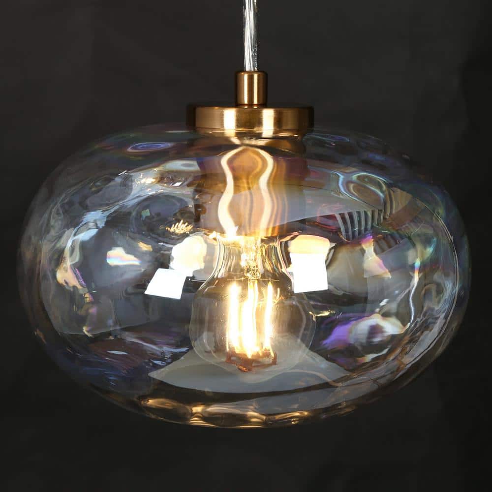 Modern Brass and Crystal 3-Light Cluster Pendant Chandelier